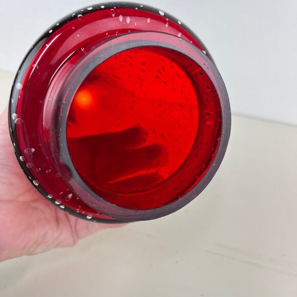 Red Glass Tabletop Christmas Tree Bubble Glass - Picture 5 of 5
